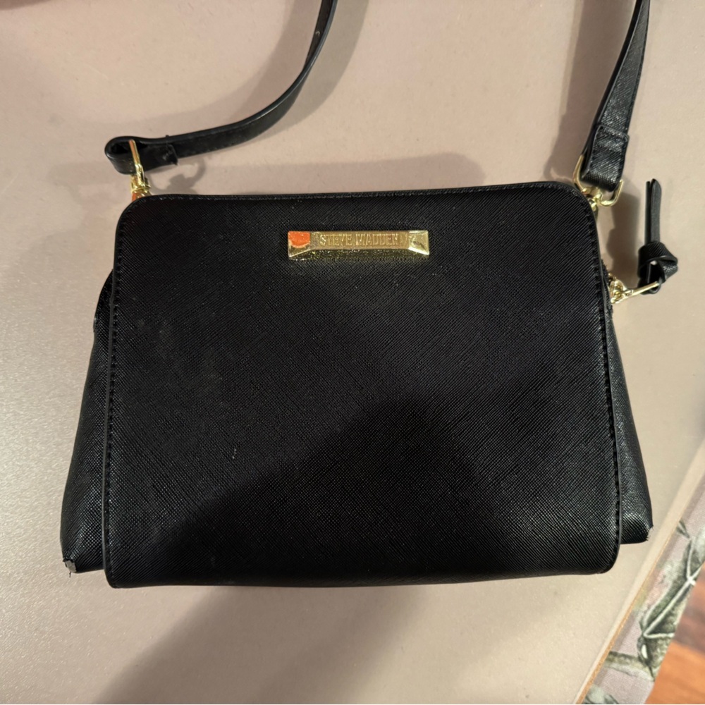 Steve Madden Black Crossbody Bag with Gold Accents